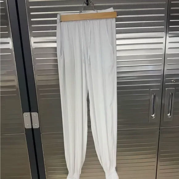 Skemo Basics Loungewear Jogger White Elastic Pants XS - Picture 2 of 8